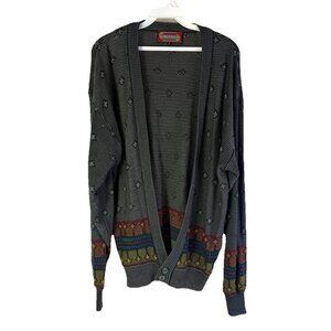 Vintage 90s Streetwear Rainbow Geometric Baggy Cardigan Sweater